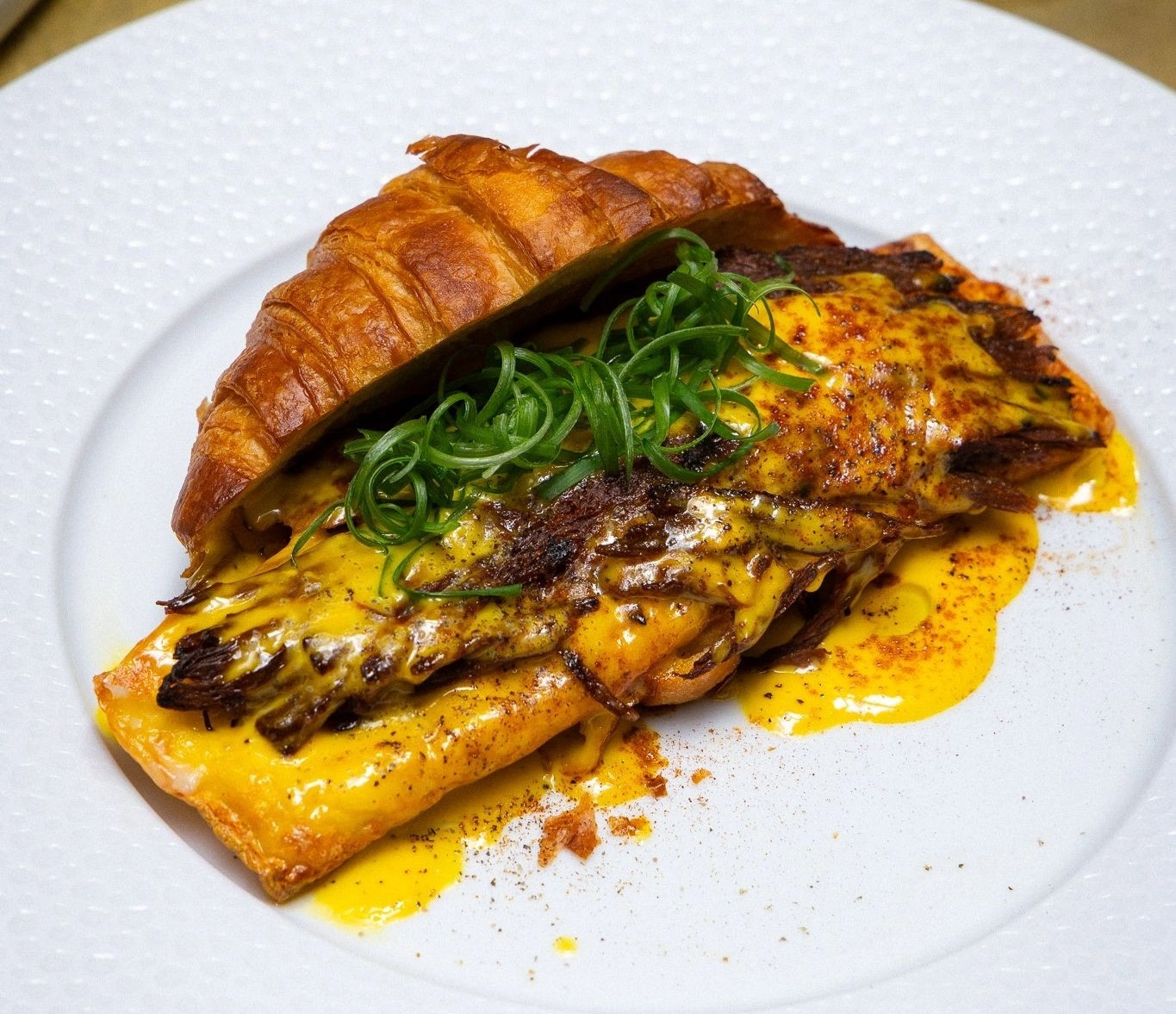Steak Croissant, best vegan restaurant in greenwich village brunch pick at Le Basque